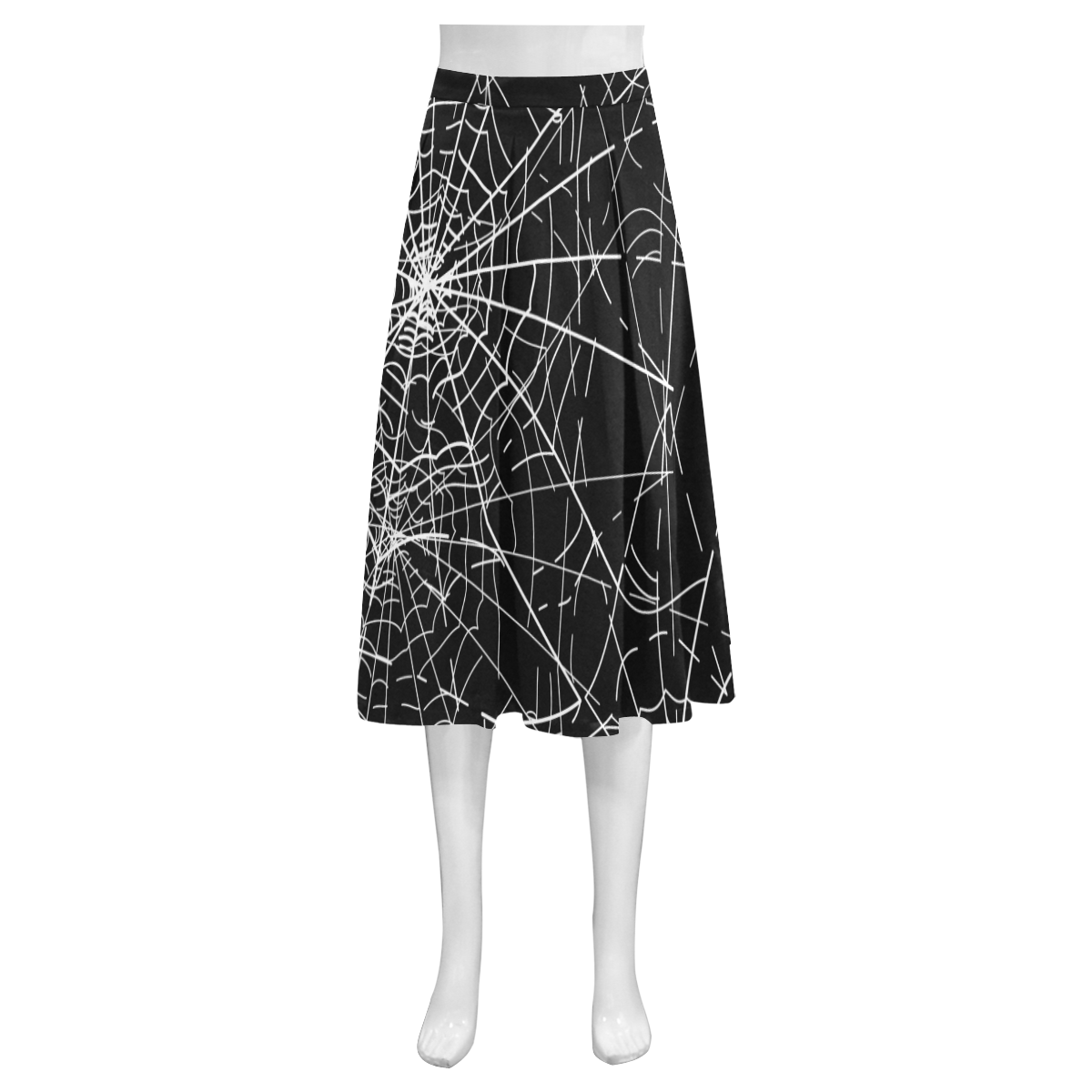 halloween-spiders-web_ Mnemosyne Women's Crepe Skirt (Model D16)