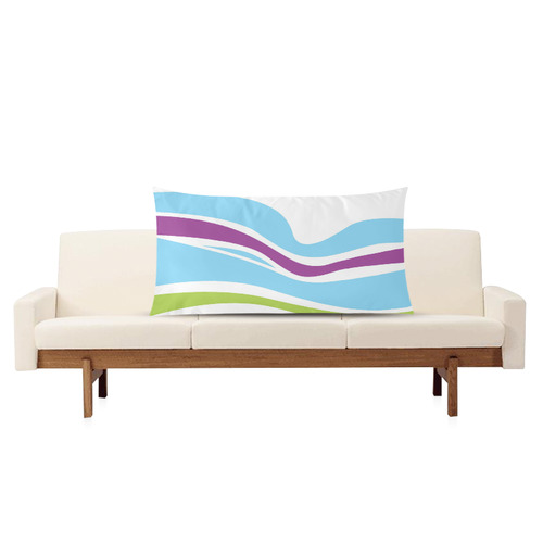Wave fashion designers pillow : blue, purple and green designers Edition Rectangle Pillow Case 20"x36"(Twin Sides)