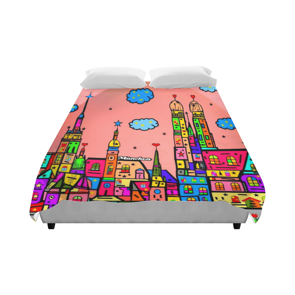 Munich Popart by Nico Bielow Duvet Cover 86"x70" ( All-over-print)
