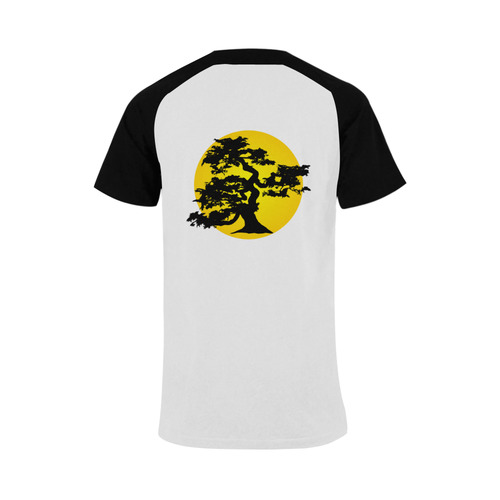Bonsai Tree Silhouette Sun Men's Raglan T-shirt (USA Size) (Model T11)