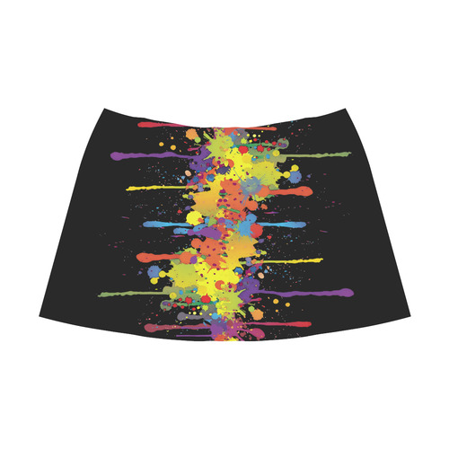 CRAZY multicolored double running SPLASHES Mnemosyne Women's Crepe Skirt (Model D16)