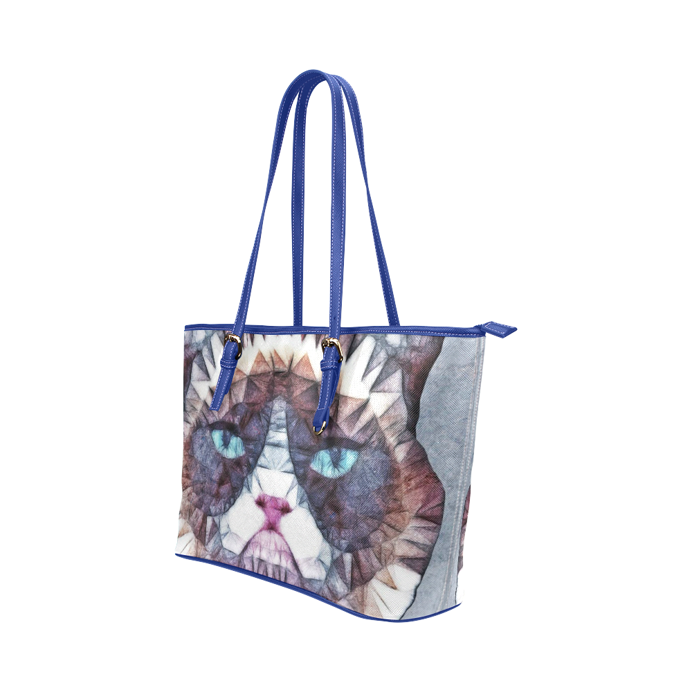 grouchy cat Leather Tote Bag/Large (Model 1651)