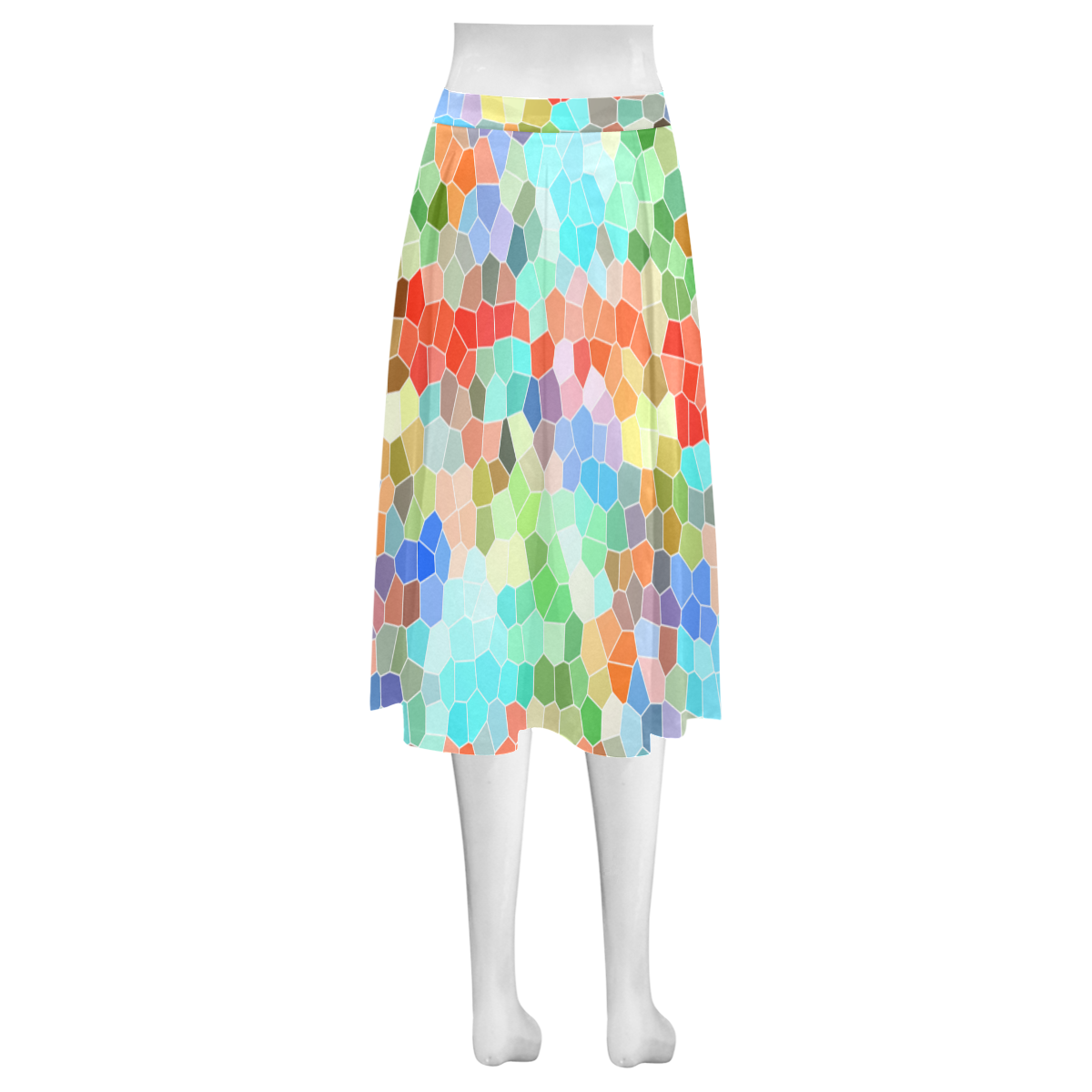 Colorful Mosaic Mnemosyne Women's Crepe Skirt (Model D16)