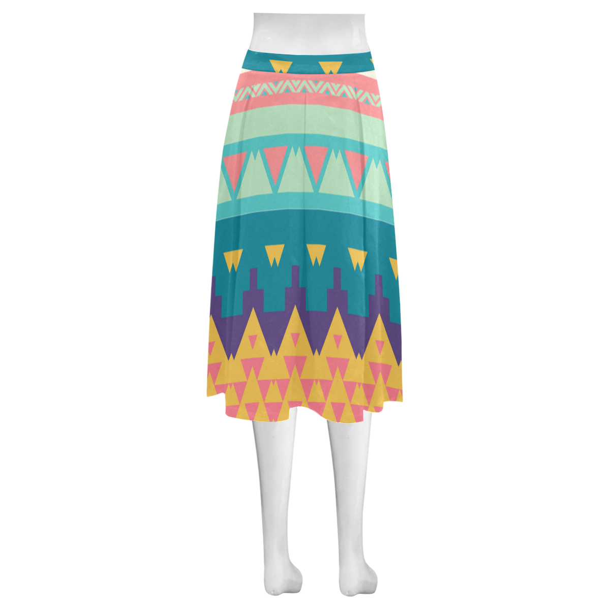 Pastel tribal design Mnemosyne Women's Crepe Skirt (Model D16)