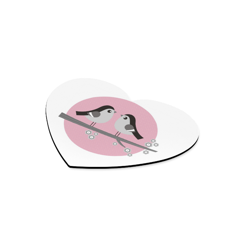 Cute and Original hand-drawn Art edition with cute Birds Heart-shaped Mousepad