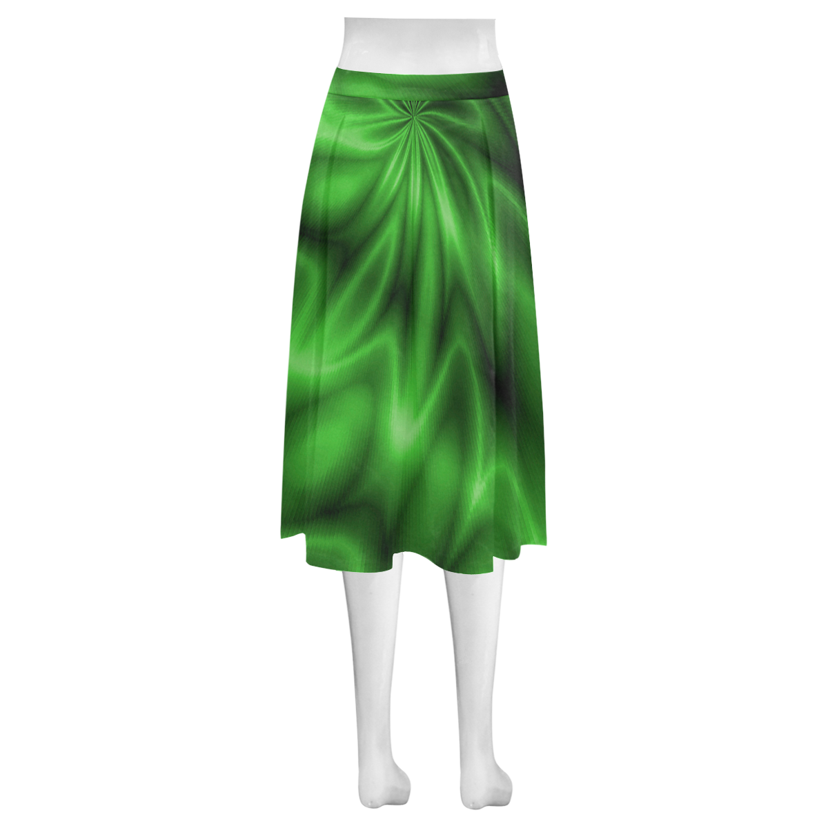Green Shiny Swirl Mnemosyne Women's Crepe Skirt (Model D16)