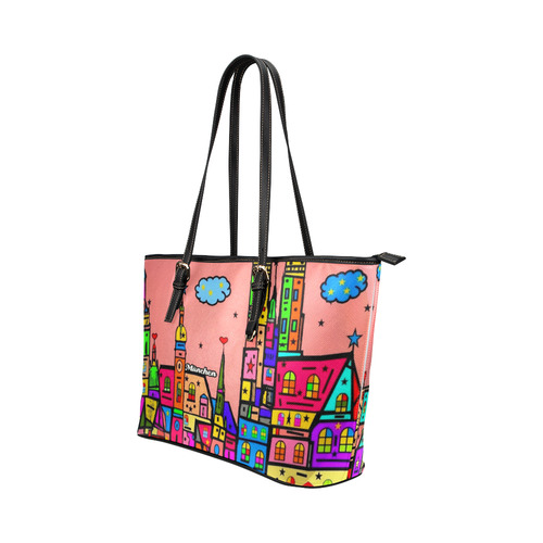 Munich Popart by Nico Bielow Leather Tote Bag/Small (Model 1651)