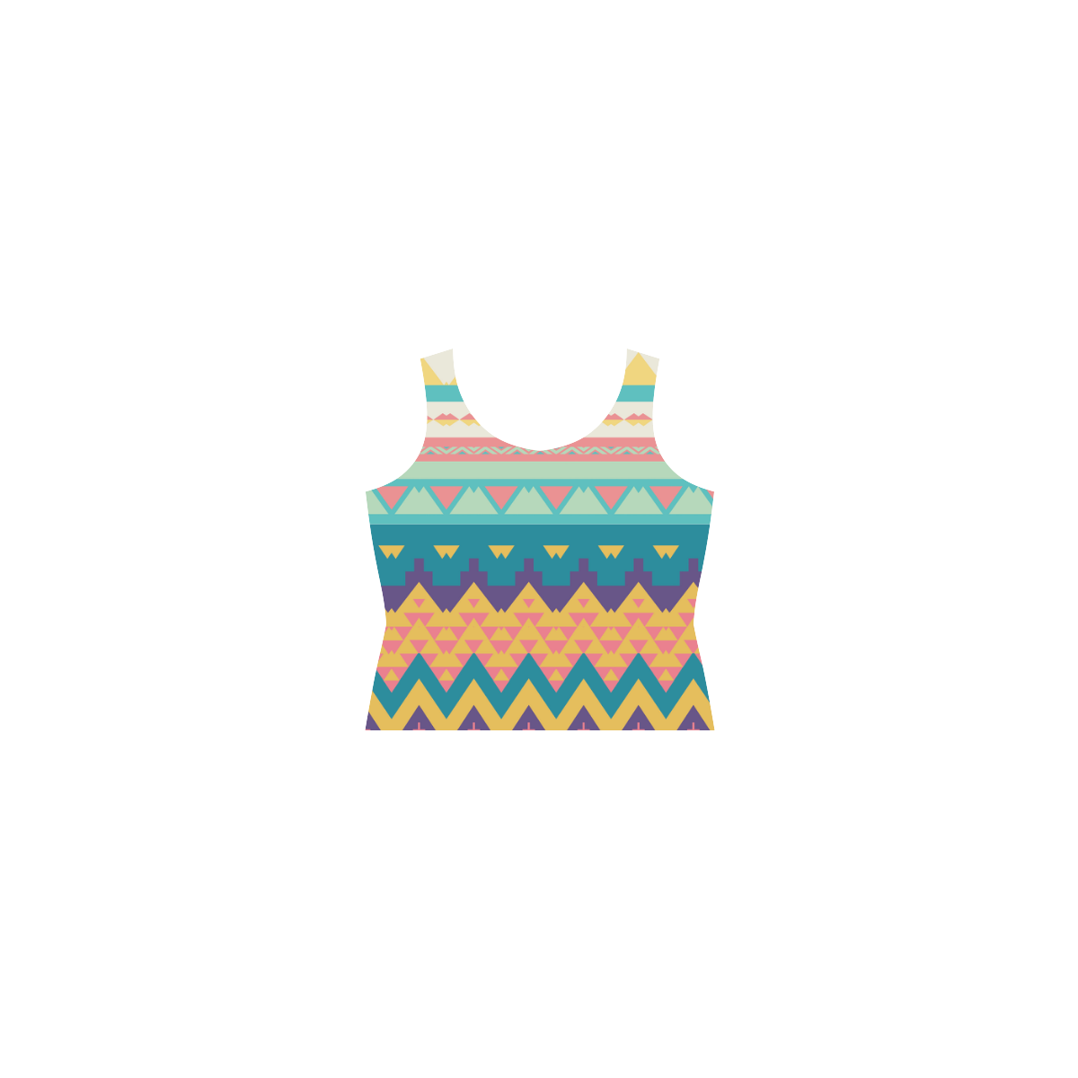 Pastel tribal design Sleeveless Splicing Shift Dress(Model D17)