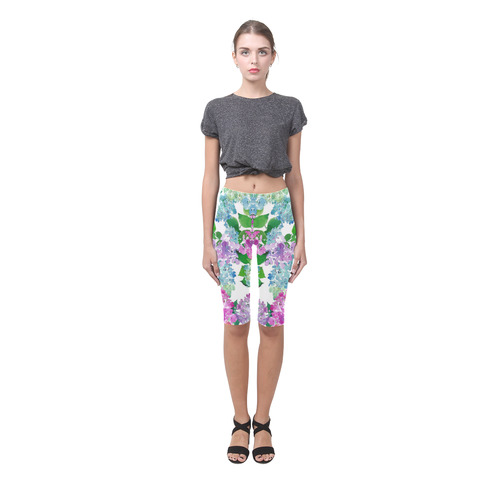 Watercolor Hydrangea, flower, flowers Hestia Cropped Leggings (Model L03)