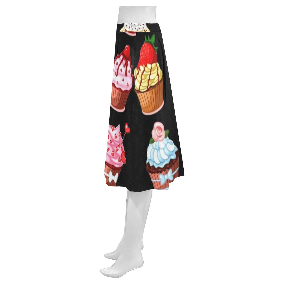 cupcakes Mnemosyne Women's Crepe Skirt (Model D16)