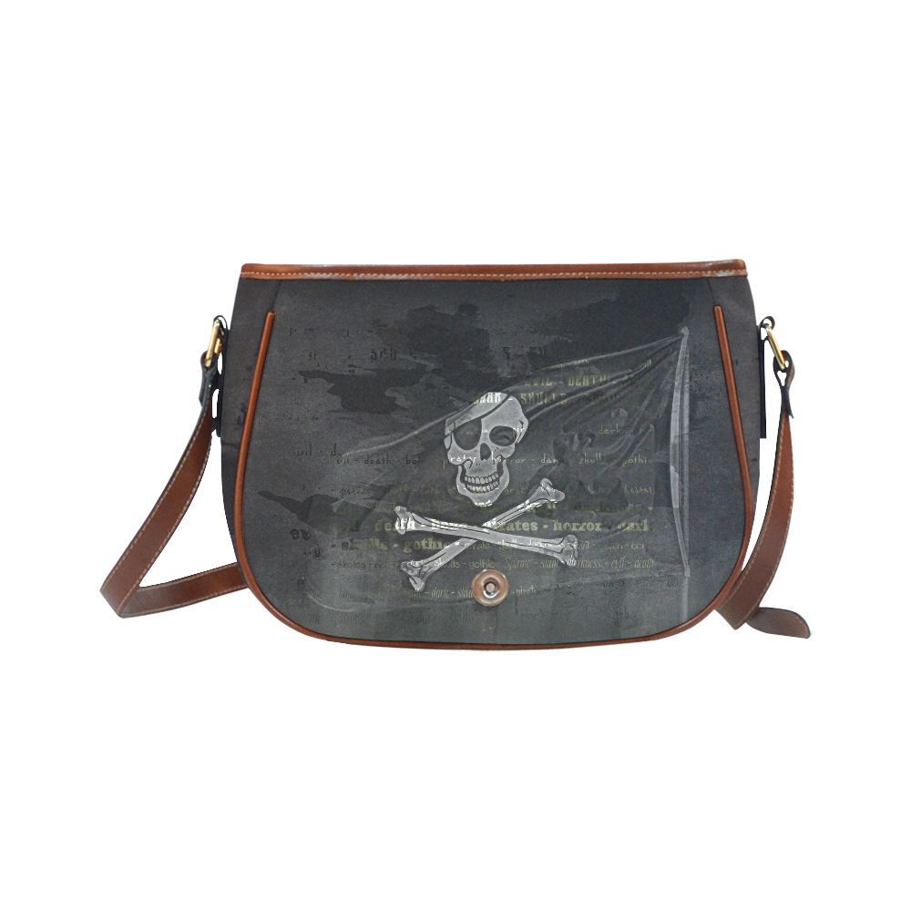 Vintage Skull Pirates Flag Saddle Bag/Large (Model 1649)