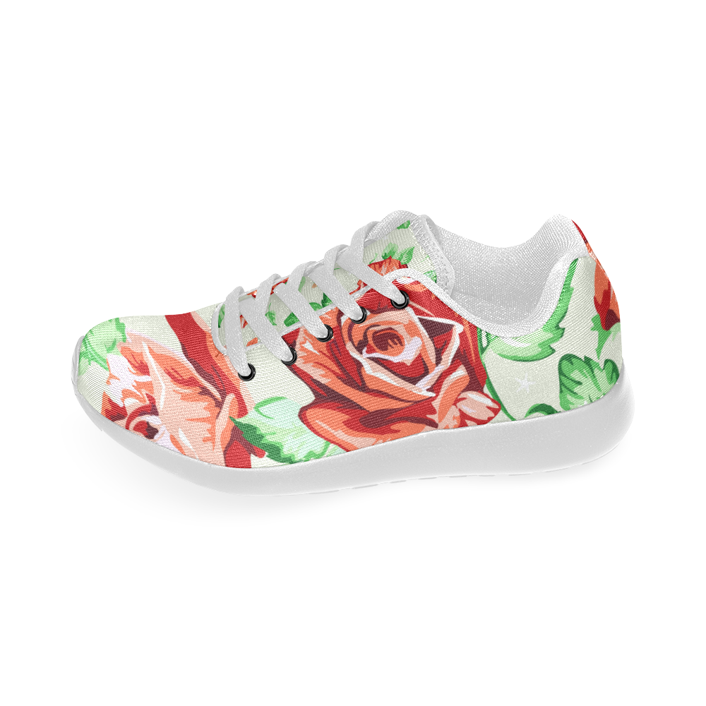 Vintage Floral Modern Red Roses Women’s Running Shoes (Model 020)
