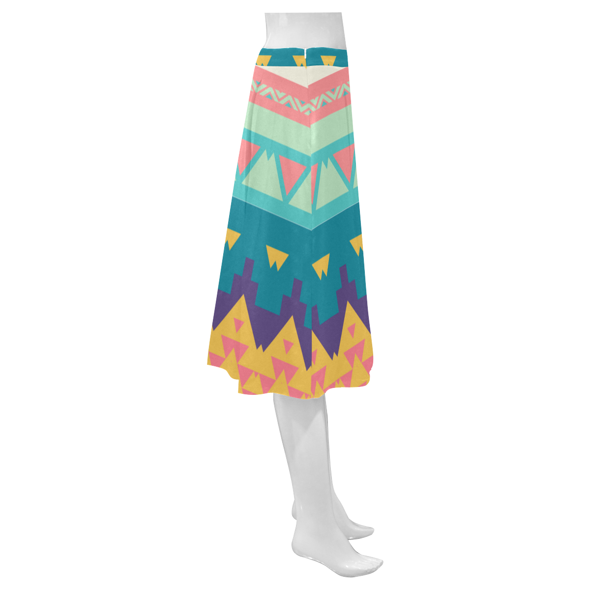 Pastel tribal design Mnemosyne Women's Crepe Skirt (Model D16)