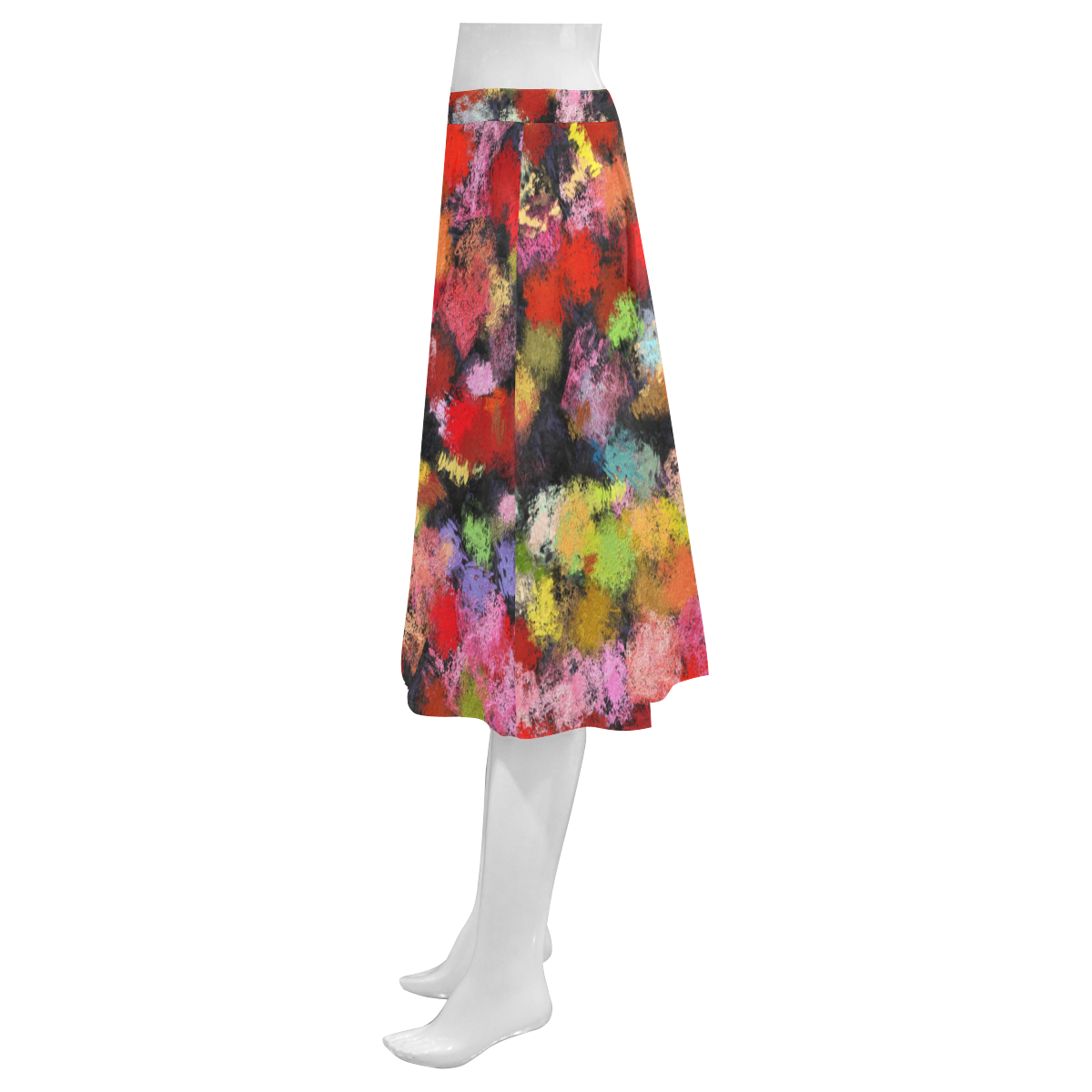 Colorful paint strokes Mnemosyne Women's Crepe Skirt (Model D16)