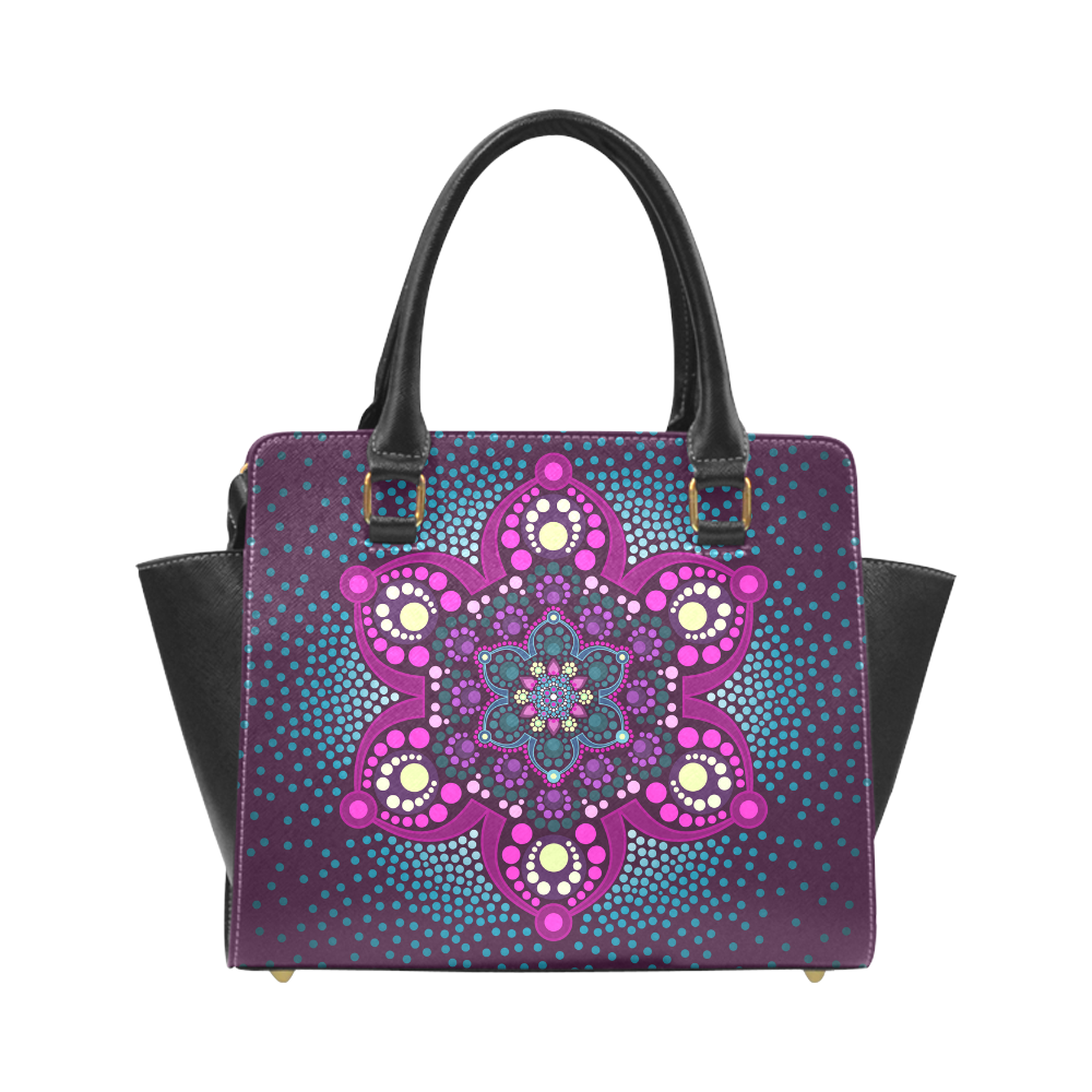 Dot painting meets mandalas 16 - 3 Rivet Shoulder Handbag (Model 1645)