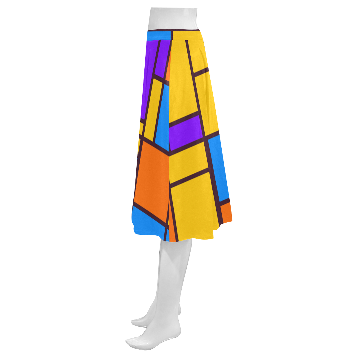 Shapes in retro colors Mnemosyne Women's Crepe Skirt (Model D16)