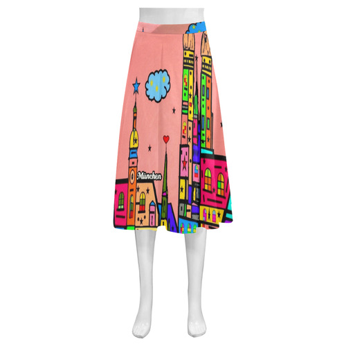 Munich Popart by Nico Bielow Mnemosyne Women's Crepe Skirt (Model D16)