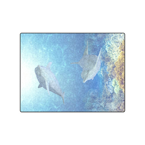 cute dolphins, dolphin Blanket 50"x60"