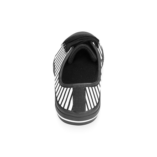 Narrow Black Flat Stripes Pattern Men's Classic Canvas Shoes/Large Size (Model 018)