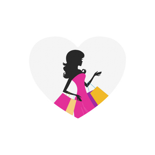 Shopping girl : unique designers edition in sweet and gold tones Heart-shaped Mousepad