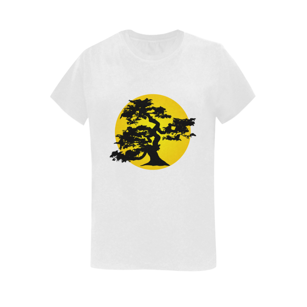 Bonsai Silhouette Sun Women's T-Shirt in USA Size (Two Sides Printing)