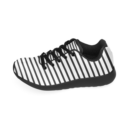 Narrow Black Flat Stripes Pattern Men’s Running Shoes (Model 020)