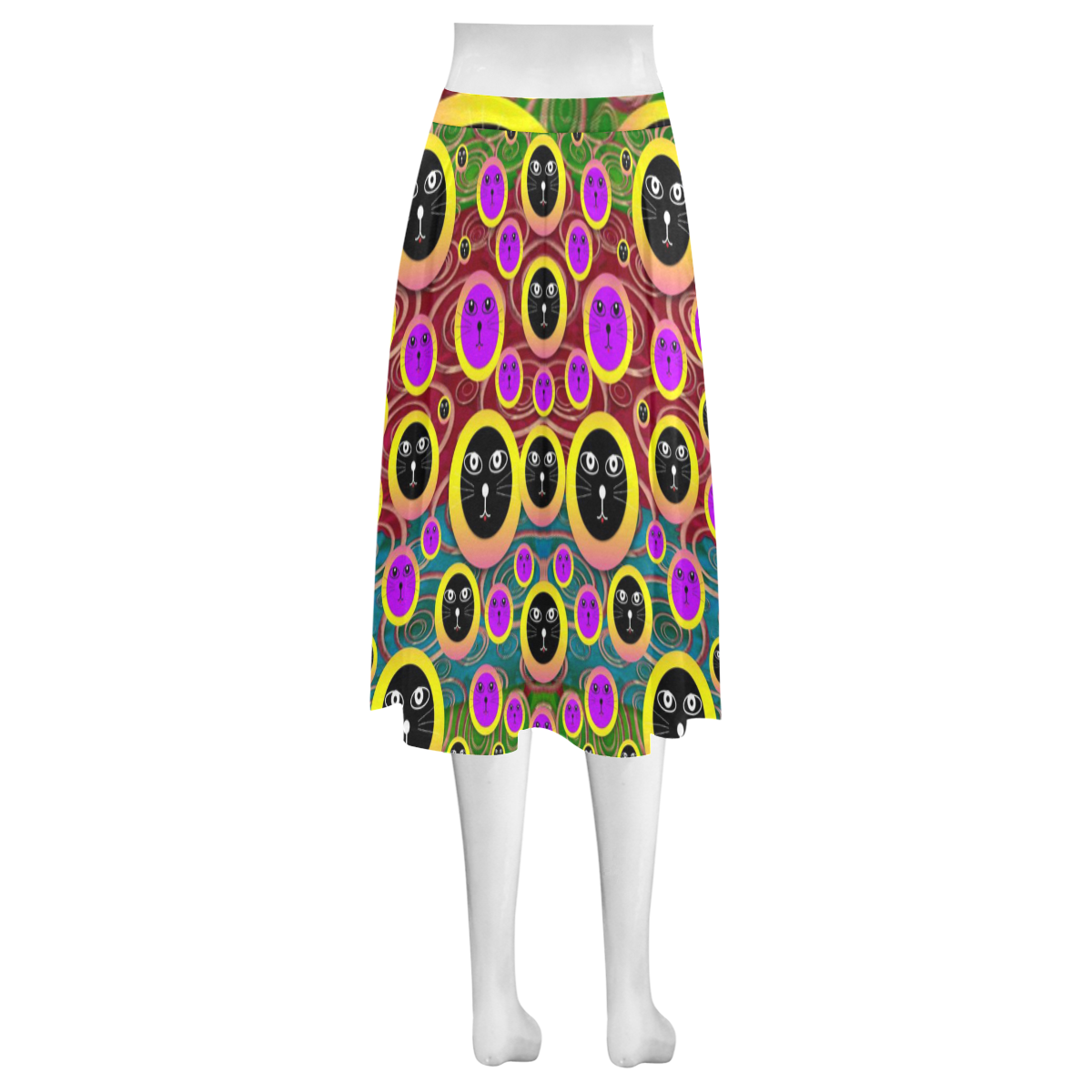 Big Cats protecting earth in peace Mnemosyne Women's Crepe Skirt (Model D16)