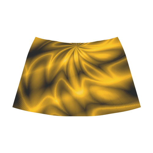 Golden Shiny Swirl Mnemosyne Women's Crepe Skirt (Model D16)
