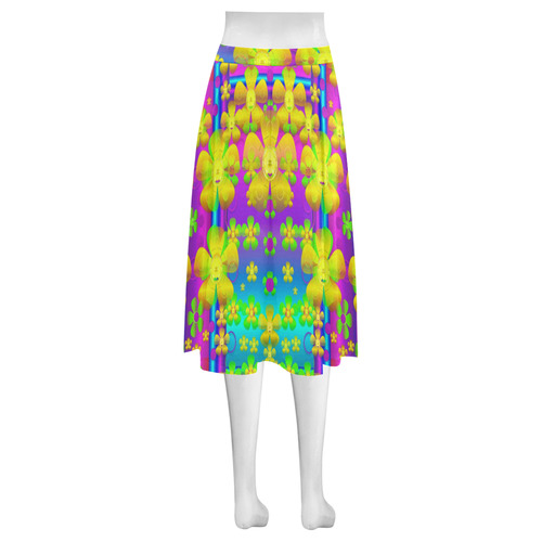 Outside the curtain it is peace florals and love Mnemosyne Women's Crepe Skirt (Model D16)
