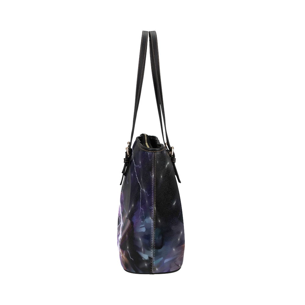 Space Night by Artdream Leather Tote Bag/Small (Model 1651)