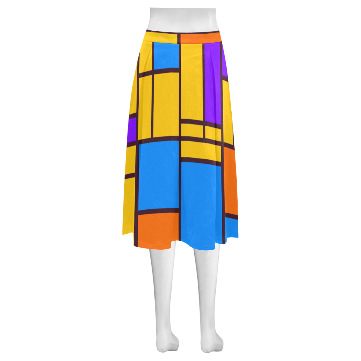 Shapes in retro colors Mnemosyne Women's Crepe Skirt (Model D16)