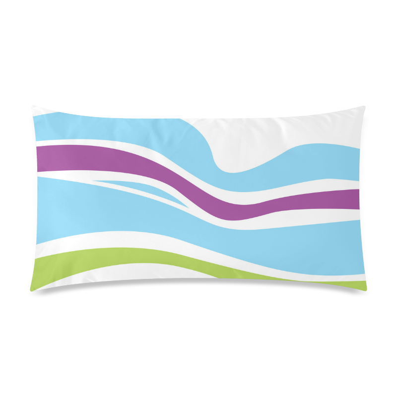 Wave fashion designers pillow : blue, purple and green designers Edition Rectangle Pillow Case 20"x36"(Twin Sides)