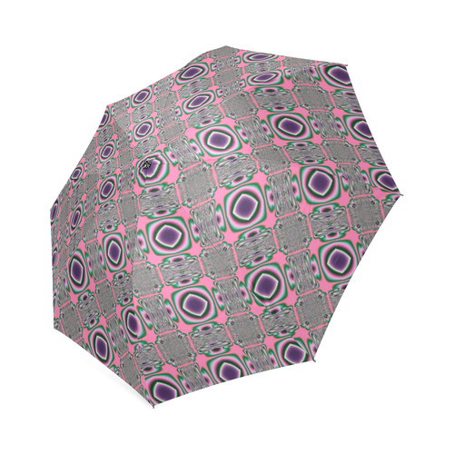 Woven Pink Purple and Green Fractal Foldable Umbrella (Model U01)