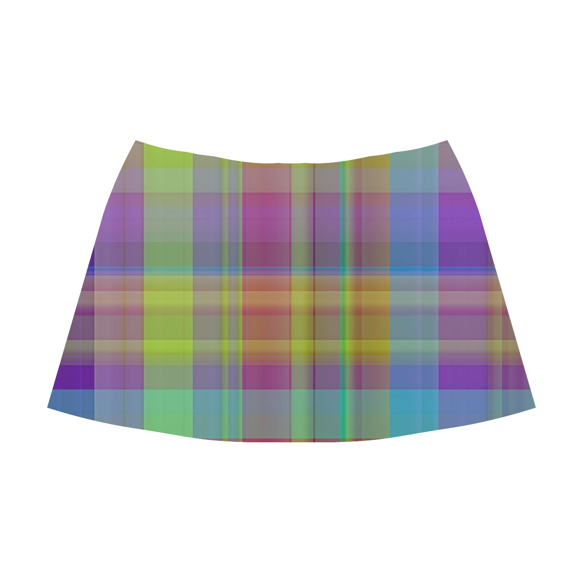 modern plaid, cool colors Mnemosyne Women's Crepe Skirt (Model D16)