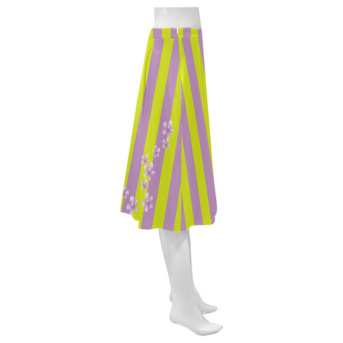 Lavender Stripes Mnemosyne Women's Crepe Skirt (Model D16)