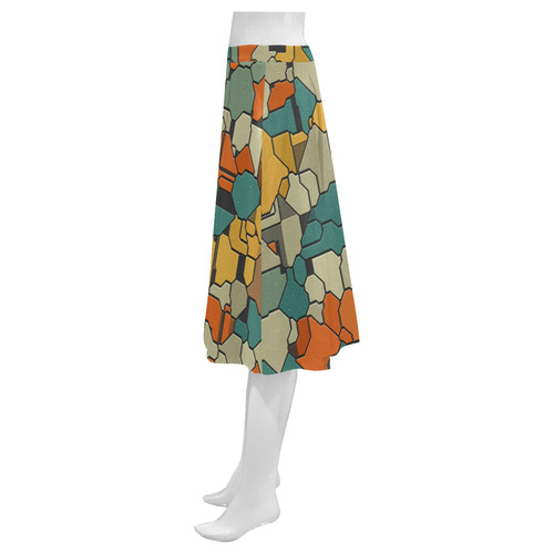 Textured retro shapes Mnemosyne Women's Crepe Skirt (Model D16)