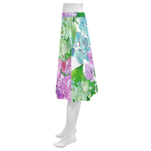 Watercolor Hydrangea, flower, flowers Mnemosyne Women's Crepe Skirt (Model D16)