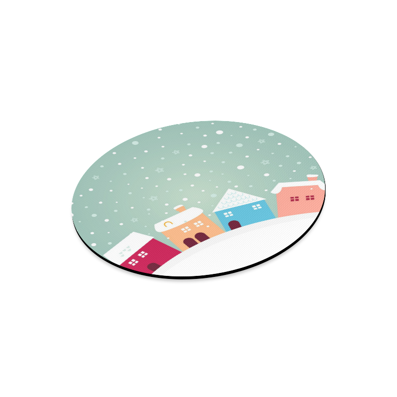 Original vintage Village designers snowing edition with Houses Round Mousepad
