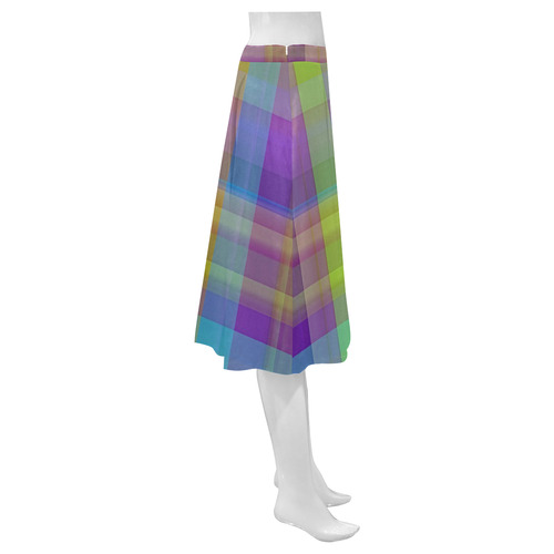 modern plaid, cool colors Mnemosyne Women's Crepe Skirt (Model D16)