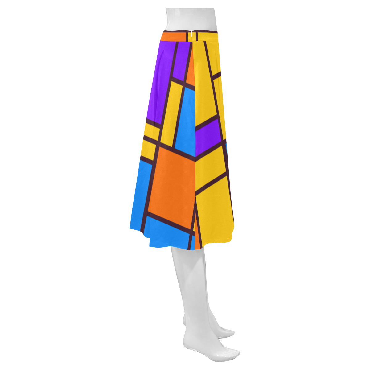 Shapes in retro colors Mnemosyne Women's Crepe Skirt (Model D16)