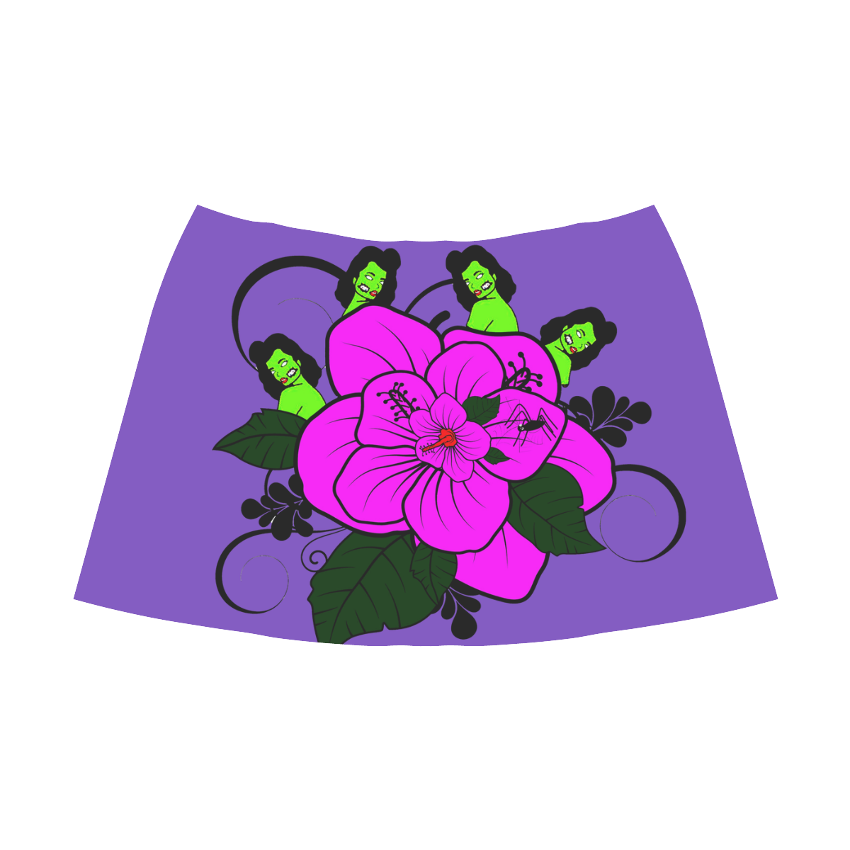 hAWAII ZOMBIES Mnemosyne Women's Crepe Skirt (Model D16)