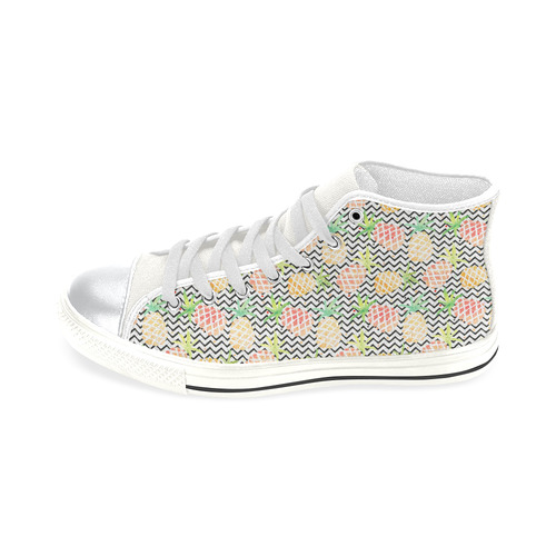 watercolor pineapple High Top Canvas Women's Shoes/Large Size (Model 017)