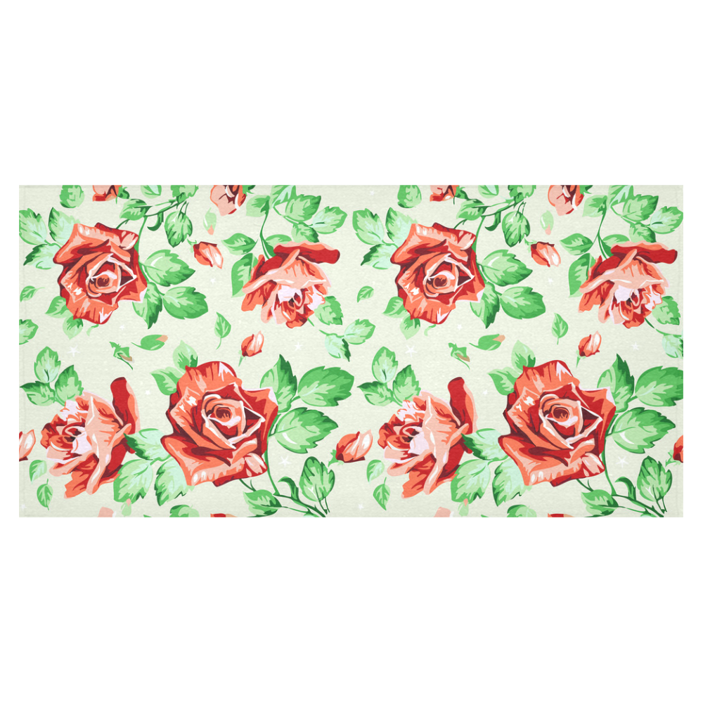 Red Roses Vintage Floral Wallpaper Cotton Linen Tablecloth 60"x120