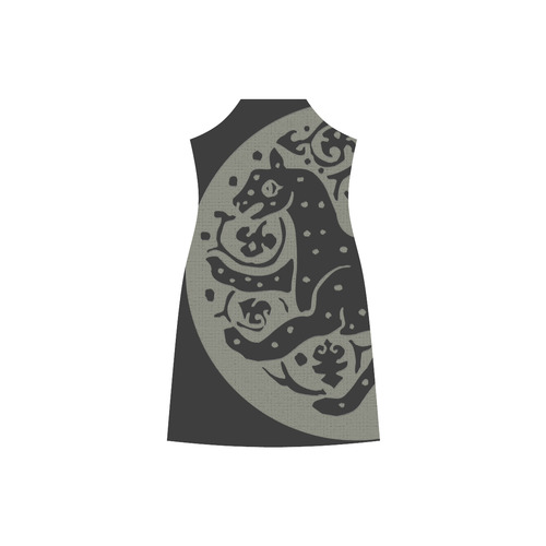 ART CHEETAH BLACK V-Neck Open Fork Long Dress(Model D18)