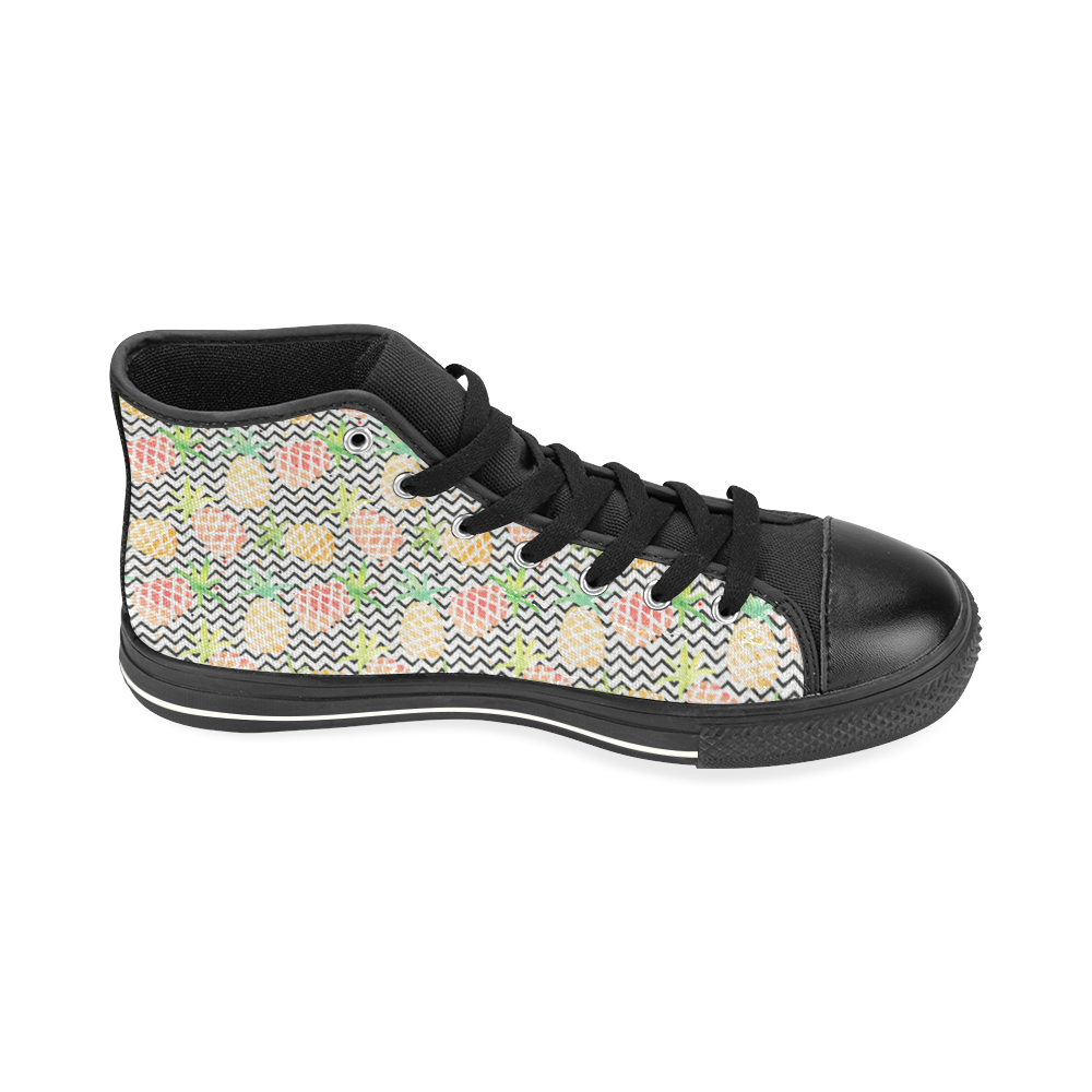 watercolor pineapple High Top Canvas Women's Shoes/Large Size (Model 017)