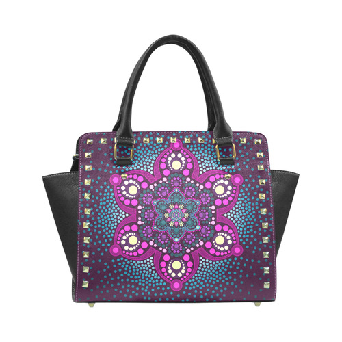 Dot painting meets mandalas 16 - 3 Rivet Shoulder Handbag (Model 1645)