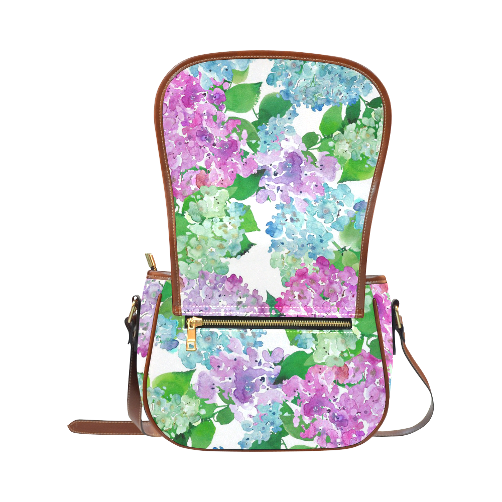 Watercolor Hydrangea, flower, flowers Saddle Bag/Small (Model 1649) Full Customization