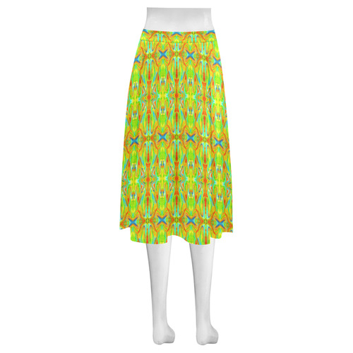 Multicolor Abstract Figure Pattern Mnemosyne Women's Crepe Skirt (Model D16)