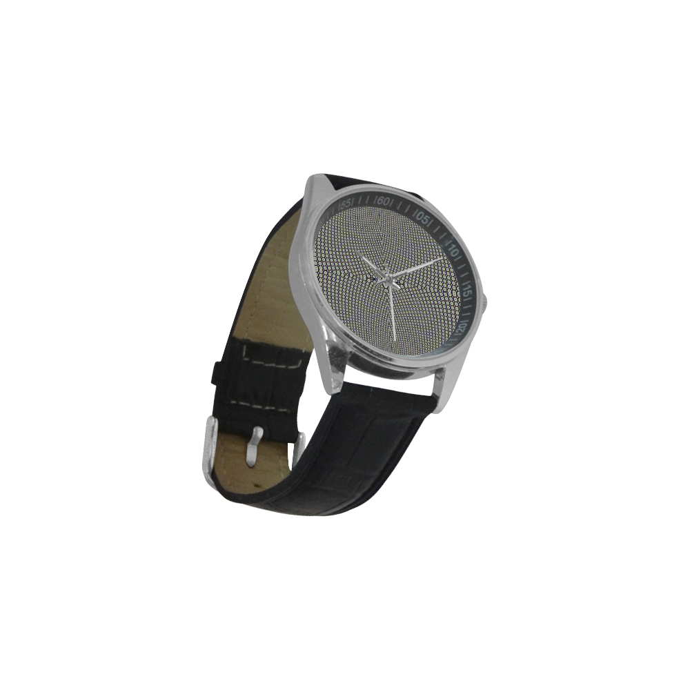 Polka Dot Bubbles Fractal Men's Casual Leather Strap Watch(Model 211)
