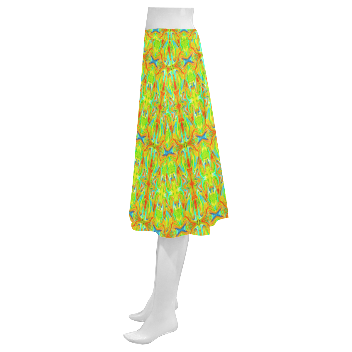 Multicolor Abstract Figure Pattern Mnemosyne Women's Crepe Skirt (Model D16)